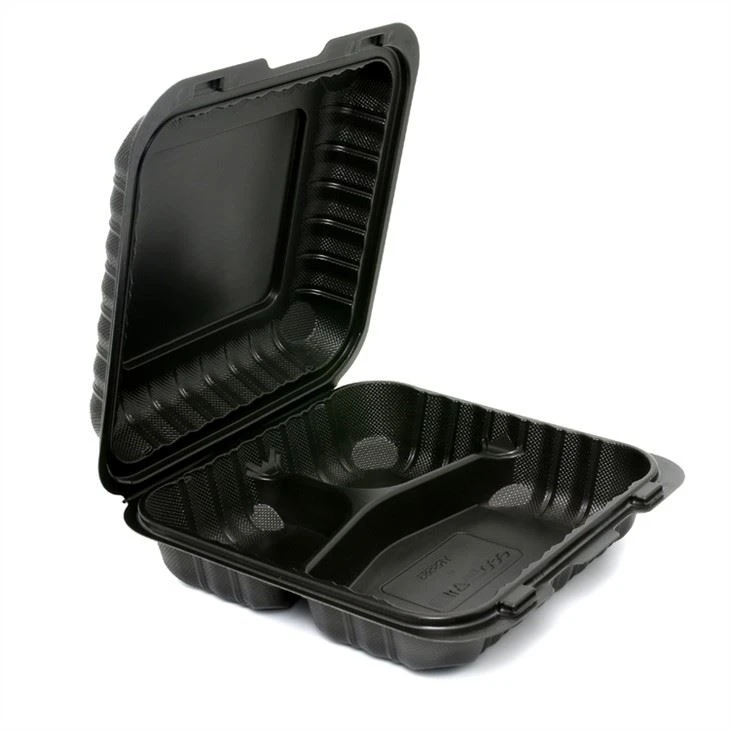 Eco Friendly 9x9X3inch Črna za enkratno prehrano Predhodna posoda za shranjevanje hrane Posode za enkratno enkratno plastično Bento Kosilo Škatla