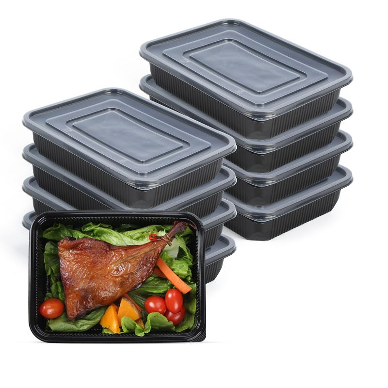 850 ml plastične posode za svežo hrano za enkratno uporabo, 3 predelki, prime...