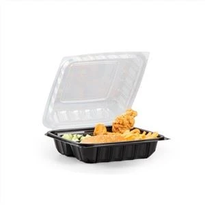 YANG RUI Nov artikel, okolju prijazna posoda za hrano T To Go Box Restaurant Black Pladnji s 3 predelki s prozornim vrhom
